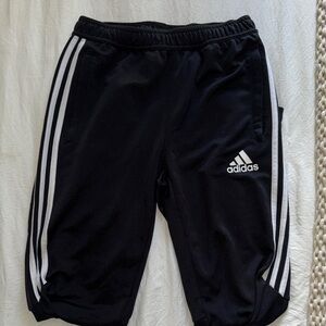 Adidas Kids Black Joggers with White Stripes
